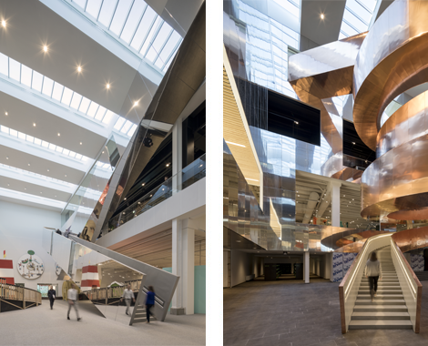 VELUX Modular Skylights, Experimentarium Copenhagen. Atriums, staircases, daylight and fresh air.
